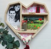 Geometrikus szív shadow box esküvőre