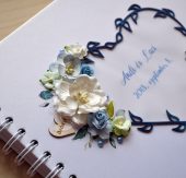 Kék virágos esküvői vendégkönyv